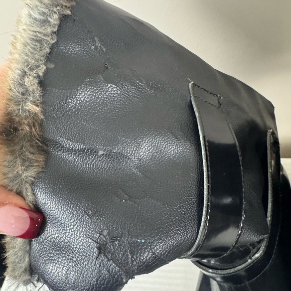 Stuart Weizmann snowflake black grainy nero rubber boot size 8.5 39 faux fur - Picture 11 of 17